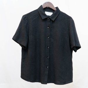 RESERVED FOR M. black linen blouse / XL